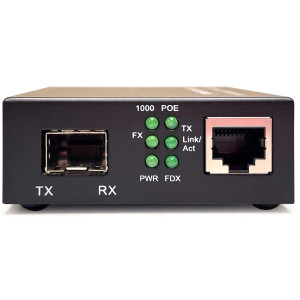 Black Box LPS600A-SFP Gigabit Ethernet PoE+ Media Converter, SFP Fiber